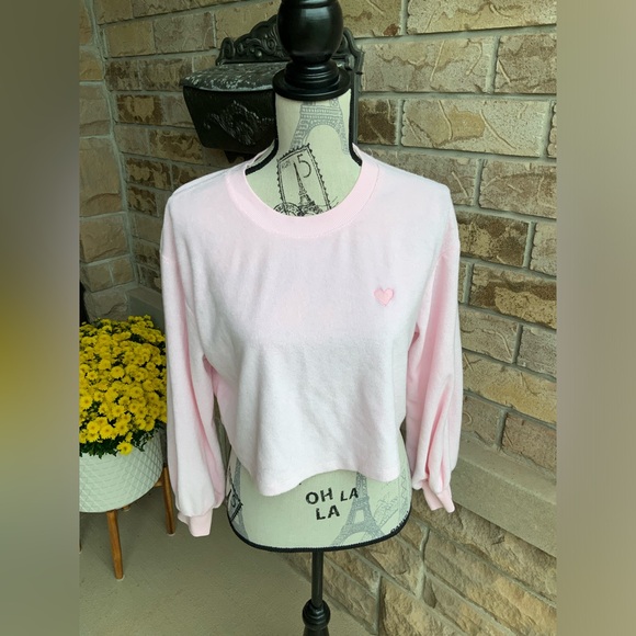 STONEY CLOVER LANE X TARGET Light Pink Sweater Terry Cloth Women’s Size SM/MED - Picture 3 of 12